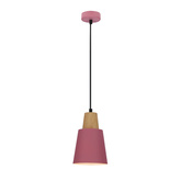 Lampa wisząca Faro Ledea różowa metalowa z drewnem pojedyncza do salonu