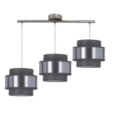 Lampa wisząca z abażurami Hare chrom szary+srebrny potrójna do jadalni