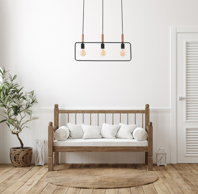 Lampa wisząca Frame potrójna czarna regulowana do salonu nad stół E27