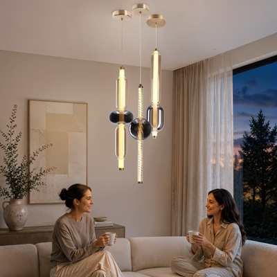 Lampa wisząca Kelly szklana złota z kloszem dymionym LED 8W 2700K do salonu