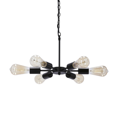 Lampa wisząca Sparta metalowa czarno-srebrna 6-punktowa do salonu E14