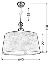 Lampa wisząca chromowa z białym abażurem z tkaniny Clara Candellux 31-21601