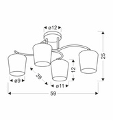 Lampa sufitowa Esnyr ze szklanymi kloszami 4-punktowa do salonu