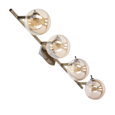 Lentini Lampa sufitowa listwa patynowy 4x40w g9 klosz bursztynowy