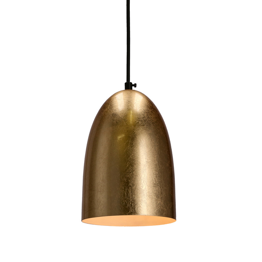 Lampa wisząca Icaro czarna z kloszem złotym pojedyncza do salonu E27