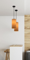 Lampa wisząca z abażurem Ballo czarna z abażurem orzechowym do jadalni