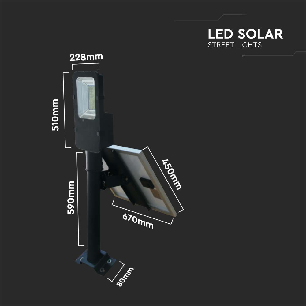 50W Solarna lampa uliczna / Barwa:4000K / Obudowa: Czarna