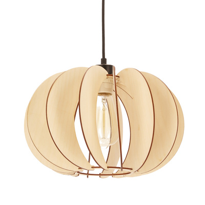 Lampa wisząca Eco kula z abażurem drewnianym do salonu 1xE27 pojedyncza