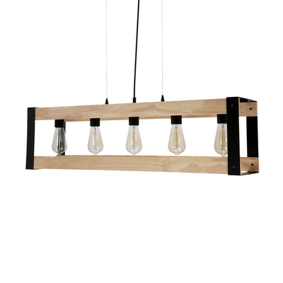 Lampa wisząca Varna nad stół czarna drewniana 5-punktowa loft E27