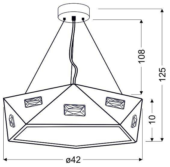 Lampa wisząca Nemezis czarna pięciokątna LED 24W regulowana do salonu