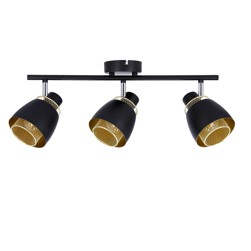 Aleksandria lampa sufitowa listwa 3x40w klosz czarny+złoty
