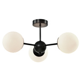 Lampa wisząca Calari kula potrójna do salonu czarna z białym kloszem E14