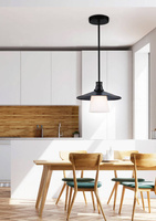 Lampa wisząca Loft czarna matowa z białym kloszem metalowa do salonu E27