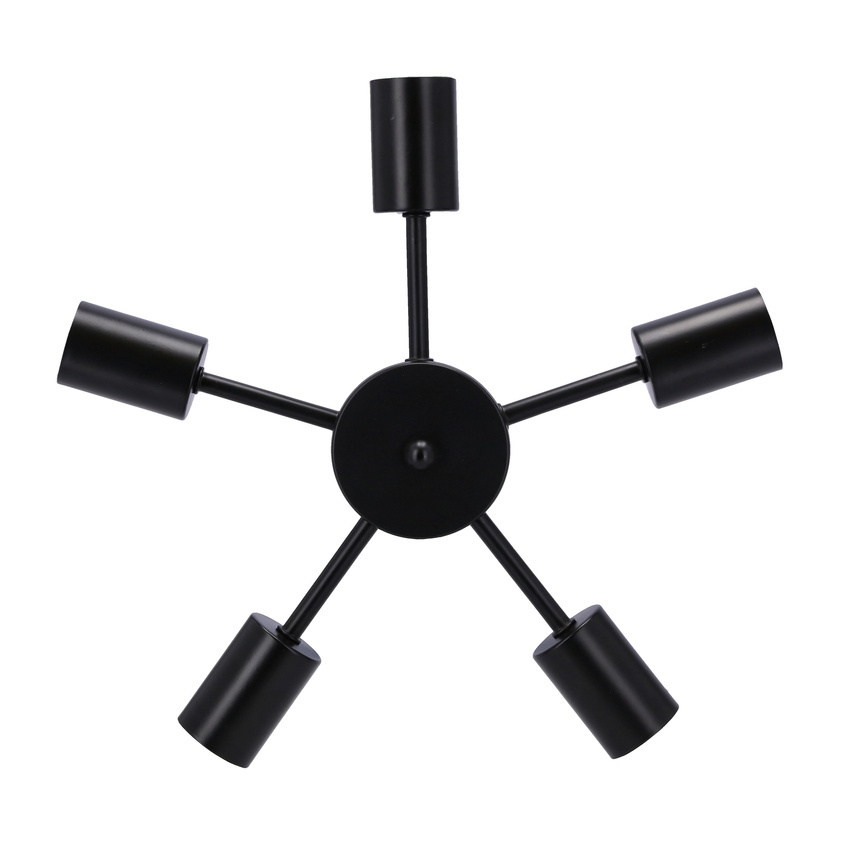 Lampa wisząca Sparta metalowa czarno‑srebrna 6‑płomienna do salonu E14
