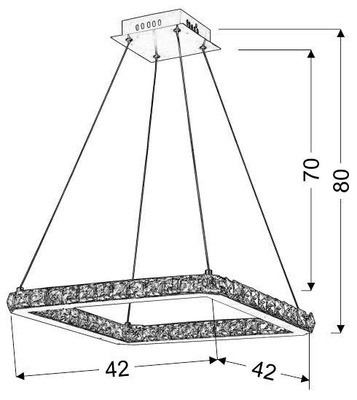 Lampa wisząca Lords kryształowa kwadratowa LED srebrna do salonu