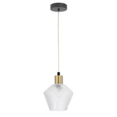 Lampa wisząca Greniko szklany klosz bezbarwny pojedyncza do kuchni E14