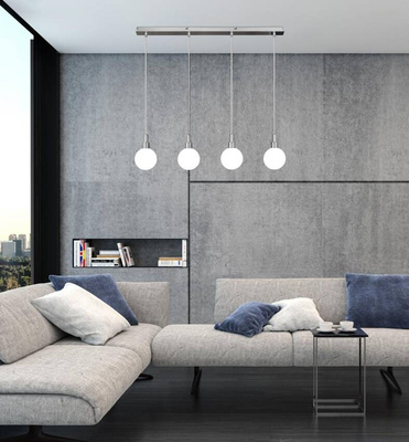 Lampa wisząca Maldus kula szklana 4-punktowa chrom biała nad stół do jadalni