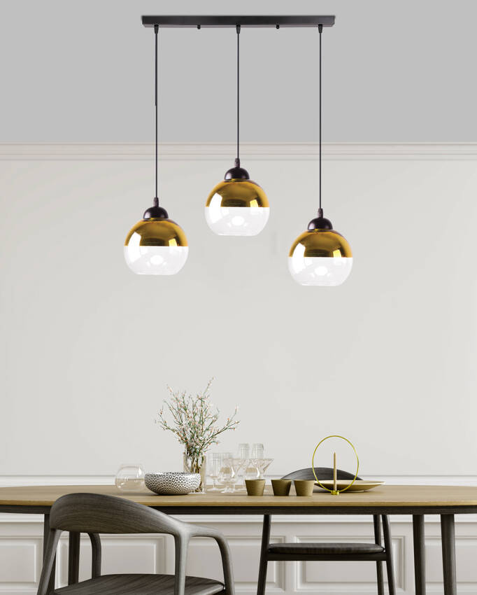 Lampa wisząca Contessa potrójna kula szklana nad stół do jadalni E27