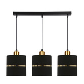 Lampa wisząca z abażurami Assam czarna złoty pasek potrójna nowoczesna