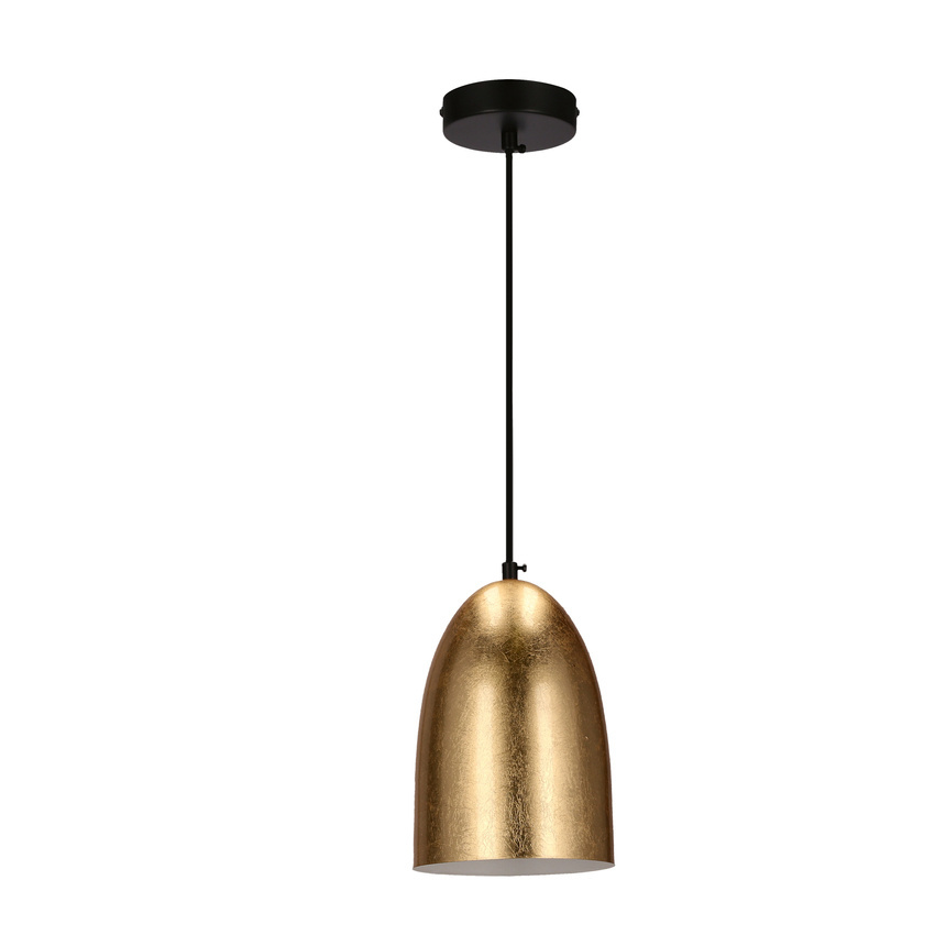 Lampa wisząca Icaro czarna z kloszem złotym pojedyncza do salonu E27