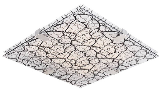 Plafon LED Fiera kwadratowy 40 cm czarno-srebrny vintage