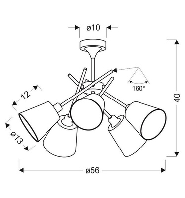 Lampa sufitowa Vox z abażurami regulowana 5-punktowa do salonu