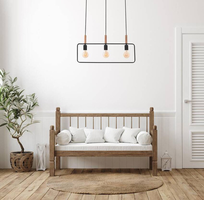 Lampa wisząca Frame potrójna czarna regulowana do salonu nad stół E27