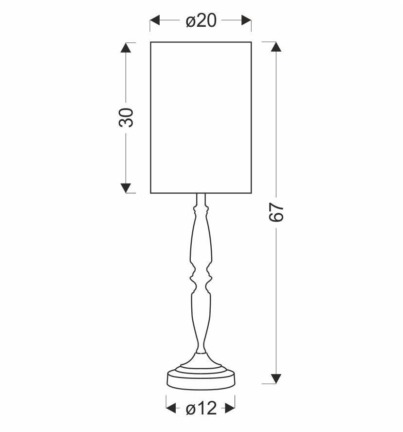 Lampka nocna Cardinale szara z lnianym abażurem do sypialni E27 67 cm