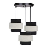 Lampa wisząca z abażurami Benta czarna potrójna do salonu nad stół