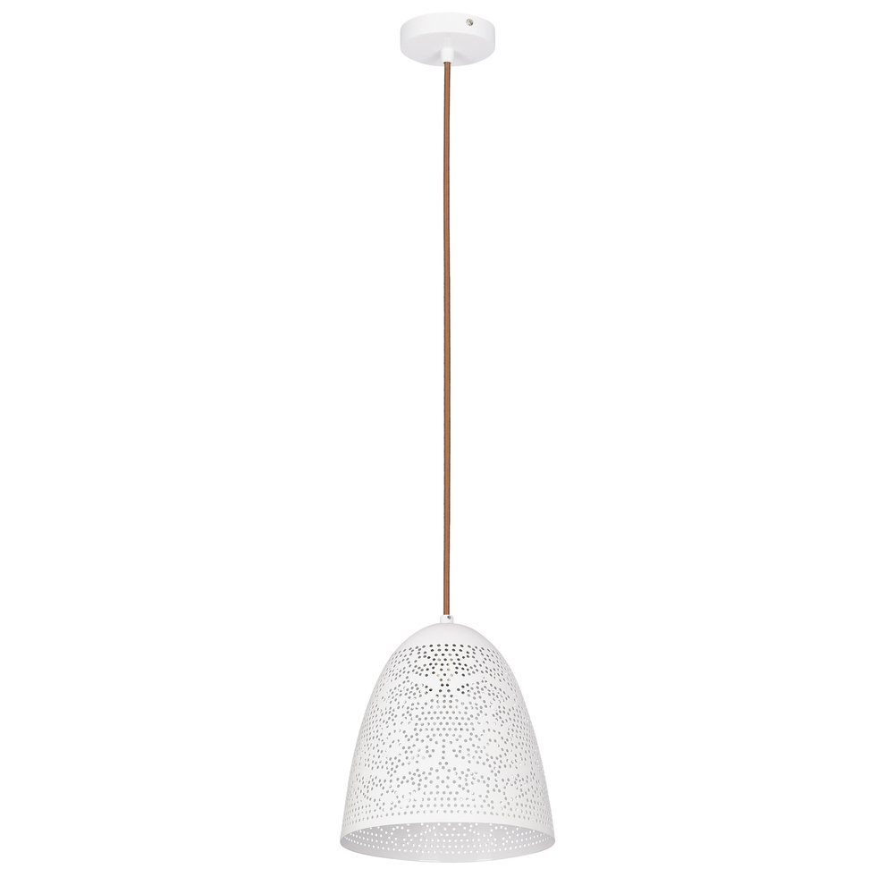Lampa wisząca Bene metalowa ażurowa biała pojedyncza do salonu E27