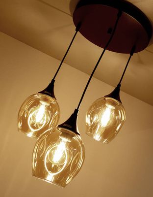 Lampa wisząca Aspa potrójna szklane klosze kula czarno brązowa do jadalni E27