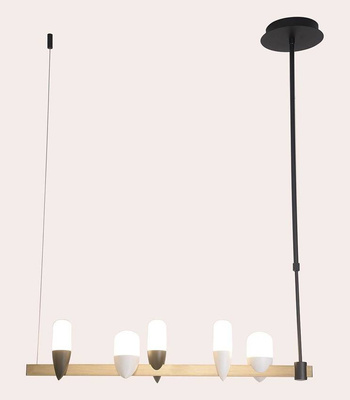 Lampa wisząca Sakai nad wyspę 5-punktowa metalowa LED 27W czarno-złota