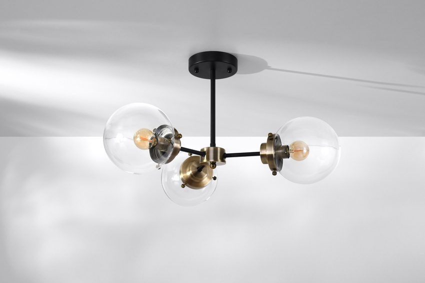 Lampa sufitowa Lens ze szklanymi kloszami 3-punktowa do salonu