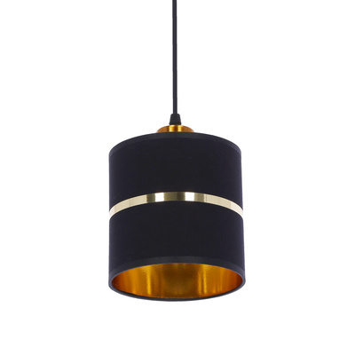 Lampa wisząca z abażurami Assam czarna ze złotym paskiem potrójna nowoczesna