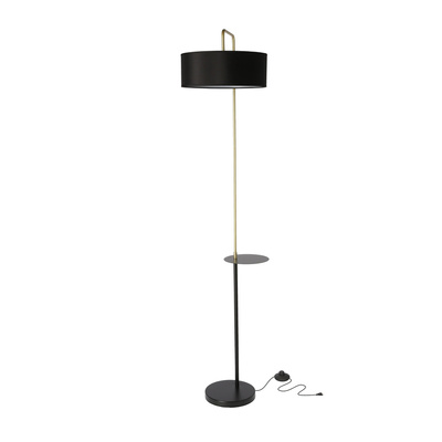 Lampa podłogowa Impact z abażurem z półką 1-punktowa do salonu
