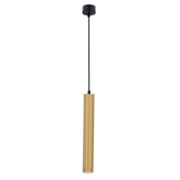 Lampa wisząca tuba Tubo czarno-drewniana pojedyncza GU10 regulowana wysokość