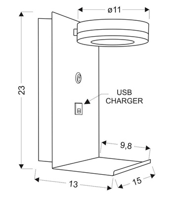Kinkiet Compact biały z półką i ładowarką USB LED do sypialni nowoczesny