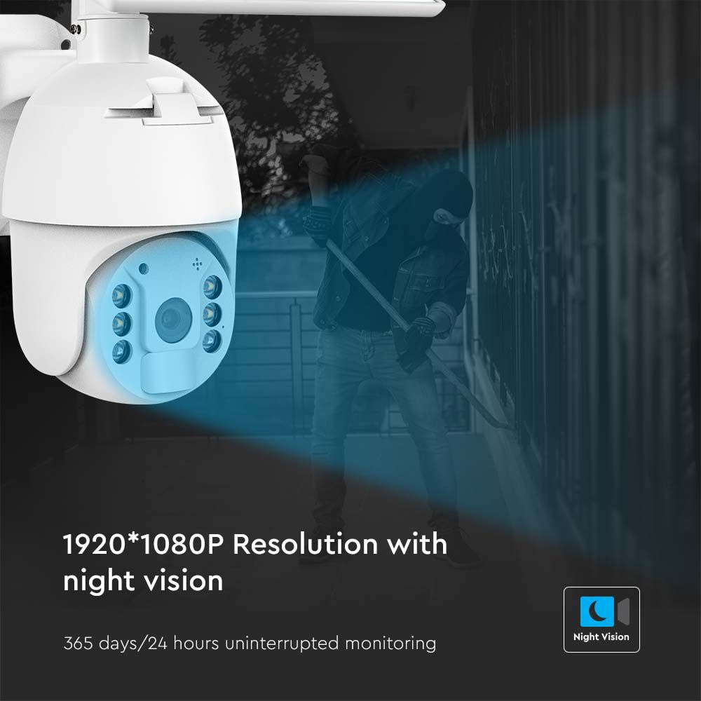 1080P Kamera zewnętrzna WiFi SMART z panelem solarnym / Sensor / IP65 / biała