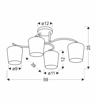 Lampa sufitowa Esnyr ze szklanymi kloszami 4-punktowa do salonu