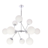 Lampa wisząca Belweder kula do salonu 12-punktowa chromowa z białymi kloszami E14