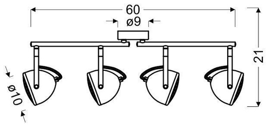 Lampa sufitowa PENT listwa regulowana 4-punktowa do korytarza metalowa