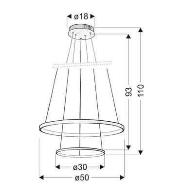 Lampa wisząca Lune okrągła podwójna 50cm LED neutralna biała do salonu