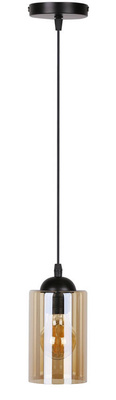 Lampa wisząca Bistro szklana pojedyncza do kuchni i jadalni E27 czarno brązowa