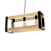 Lampa wisząca Varna drewniana czarna potrójna nad stół 3xE27 industrialna
