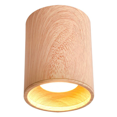 Lampa sufitowa tuba drewniana okrągła brązowa 1xGU10 natynkowa