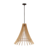 Lampa wisząca Eco pojedyncza z abażurem drewnianym do salonu E27