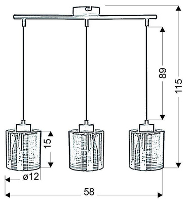 Lampa wisząca Nocturno szklane klosze 3D chromowa potrójna do salonu 3xE27