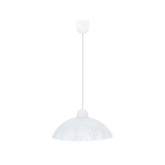 Lampa wisząca Alcara szklana z białym kloszem z wzorem do salonu E27