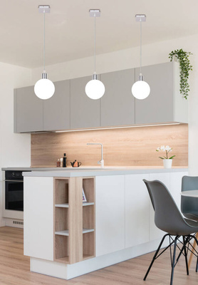 Lampa wisząca Oden kula szklana 12 cm pojedyncza do salonu biała
