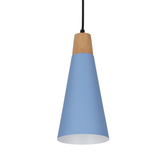 Lampa wisząca Faro niebieska metalowa z drewnem pojedyncza do kuchni E27